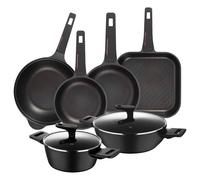 Set de cuisine avec 2 casseroles Ø20Ø28cm en aluminium forgé + 2 poêles Ø20Ø24cm + Poêle grill 28x28cm + Wok Ø30cm en aluminium fondu cuivre Bergner