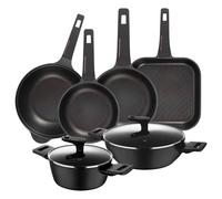 Set de cuisine avec 2 casseroles Ø20Ø28cm en aluminium forgé + 2 poêles Ø24Ø28cm + Poêle grill 28x28cm + Wok Ø30cm en aluminium fondu cuivre Bergner