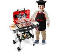 Set de Cuisine Enfant Barbecue Interactif avec Fumée, Son et Lumière - Jouet Chef avec Accessoires et Chapeau.
