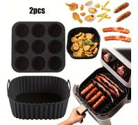 Set de cuisson Premium Airfryer en silicone - 2 pièces : moule à gâteau 9 trous + bol en silicone