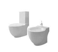 Set de Cuvette et Bidet Céramique Blanc Toilette WC Sanitaire Siège vidaXL
