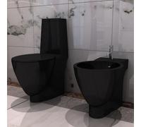 Set de Cuvette et Bidet Céramique Noir Toilette WC Sanitaire Siège vidaXL