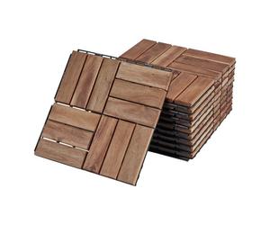Set de dalles en bois à clipser - HELLOSHOP26 - 10 dalles - Bois d'acacia - Montage facile - Résistant gel