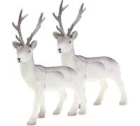 Set de décoration cerf floqué enneigé 27,5cm 2 pièces décoration d'hiver