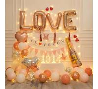 Set de décoration de fête LOVE, ballon doré rose, ballon transparent, set de ballons