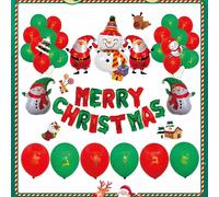 Set de décoration de fête Noël, 47 pièces, Merry Christmas ballons en plastique, ballons de baudruche