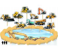 Set de décoration de gâteaux - Construction Machines 10 pièces.