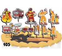 Set de décoration de gâteaux - pompiers 10 pièces.