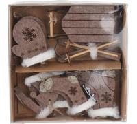 Set de décoration de Noël 10pcs, marron, textile, bois