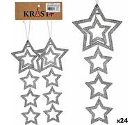 Set de décoration de Noël étoile argentée 19 x 0,2 x 23 cm (24 pièces)