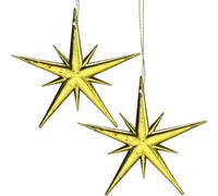 Set de décoration de Noël Étoile d'or Pendentif Étoiles de Noël brillantes Décorations d'arbre de Noël 16 pièces L11,5cm