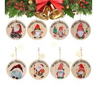 Set de Décoration de Sapin de Noël | Lot de 8 Pièces Suspendables,Suspendu Rond en Bois Décoration De Fêtes pour Maison Appartement Magasin De Détail École Mariage Fête Cuisine
