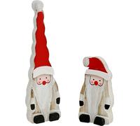 Set de décoration Père Noël en bois 17cm 6 pcs - Décoration de table de Noël Personnages de Saint Nicolas