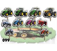 Set de décoration pour gâteaux - remorque de tracteur 10 pièces.