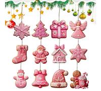 Set de Décorations de Noël en Pain d'Épice | Ornements pour Sapin de Noël - Décor Festif 2D pour Fête Rassemblement Maison Activités Intérieur Extérieur