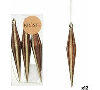 Set de décorations de Noël marron allongé pvc 8,5 x 3,5 x 19 cm (12 pièces)