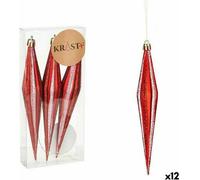Set de décorations de Noël rouge pvc oblong 8,5 x 3,5 x 19 cm (12 pièces)