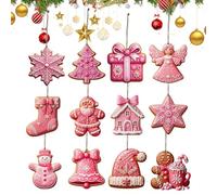Set de Décorations de Sapin en Pain d'Épice,Ornements pour Sapin de Noël - Charme Festif Décor 2D pour Fête Maison Intérieur Extérieur