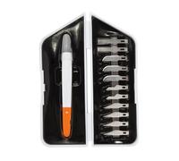 Fiskars Set de découpe de précision Premium 1024384 – Cutter 21 cm, 12 lames, Blanc/Orange