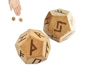 Set de dés de divination - Set des runes Elder, Elder Sculpté Alphabet Rune Wood Dices - | Petits dés pour décoration de maison, méditation, jeux divins