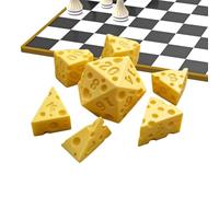 Set de Dés de Fromage Polyédrique | Jeu de Plateau Portable Irrégulier 7 Pièces - Lot de Dés Cadeaux pour Fêtes - pour Célébrations Festives, Soirées Entre Amis, Réunions Familiales,