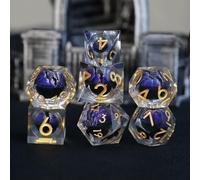 Set de Dés DND Dragon Eye Résine Polyédriques Sharp Edge Dice 7 pièces Faits à la Main pour Donjons D4 D6 D8 D10 D12 D20 D% et Dragons Ttrpg Pathfinder RPG Dés Jeu de Role avec Boîte-Cadeau