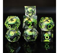 Set de Dés DND Dragon Eye Résine Polyédriques Sharp Edge Dice 7 pièces Faits à la Main pour Donjons D4 D6 D8 D10 D12 D20 D% et Dragons Ttrpg Pathfinder RPG Dés Jeu de Role avec Boîte-Cadeau