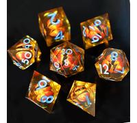 Set de Dés DND Dragon Eye Résine Polyédriques Sharp Edge Dice 7 pièces Faits à la Main pour Donjons D4 D6 D8 D10 D12 D20 D% et Dragons Ttrpg Pathfinder RPG Dés Jeu de Role avec Boîte-Cadeau