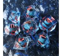 Set de Dés DND Dragon Eye Résine Polyédriques Sharp Edge Dice 7 pièces Faits à la Main pour Donjons D4 D6 D8 D10 D12 D20 D% et Dragons Ttrpg Pathfinder RPG Dés Jeu de Role avec Boîte-Cadeau