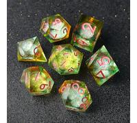 Set de Dés DND Sables Mouvants Résine Polyédriques Sharp Edge Dice 7 pièces Faits à la Main pour Donjons D4 D6 D8 D10 D12 D20 D% et Dragons Ttrpg Pathfinder RPG Dés Jeu de Role avec Boîte-Cadeau