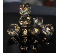 Set de Dés DND Sables Mouvants Résine Polyédriques Sharp Edge Dice 7 pièces Faits à la Main pour Donjons D4 D6 D8 D10 D12 D20 D% et Dragons Ttrpg Pathfinder RPG Dés Jeu de Role avec Boîte-Cadeau