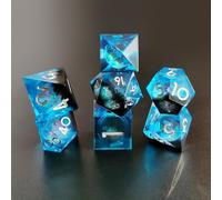 Set de Dés DND Sables Mouvants Résine Polyédriques Sharp Edge Dice 7 pièces Faits à la Main pour Donjons D4 D6 D8 D10 D12 D20 D% et Dragons Ttrpg Pathfinder RPG Dés Jeu de Role avec Boîte-Cadeau