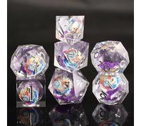 Set de Dés DND Sables Mouvants Résine Polyédriques Sharp Edge Dice 7 pièces Faits à la Main pour Donjons D4 D6 D8 D10 D12 D20 D% et Dragons Ttrpg Pathfinder RPG Dés Jeu de Role avec Boîte-Cadeau