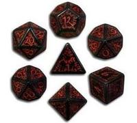 Set de Dés Elfiques Noirs et Rouges G