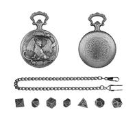 Set De Dés Montre De Poche Dragon - Set Ďe 7 Dés Métal avec Boîte Dragon | Ďés Polyédriques Mini pour Jeux Đe Rôle Et D́e Société | Accessoire Portable pour Joueurs Débutants Fêtes Maison