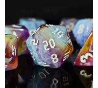 Set de dés polyhédriques Nébuleuse Swirl - Dés TTRPG dorés à motif tourbillonnant éthéré : Set de 7 pièces pour Pathfinder et RPG. Dés dédiés aux salles de jeux et aux arrière-cours Taille unique (7 p