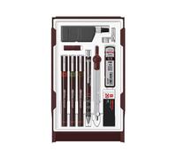 rOtring Isograph Set de dessin technique | 3 stylos fins (0,10 mm ; 0,30 mm ; 0,50 mm), porte-mine (0,5 mm), compas et accessoires | Boîtier 10 pièces