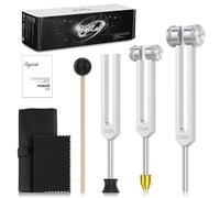 Set de diapasons de guérison (128Hz, 256Hz, 512Hz) avec socle en cristal pour chakras, thérapie sonore, méditation, yoga et détente spirituelle