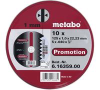 Metabo - Boite métal de 10 Disques à tronçonner - Acier inoxydable - 125 x 1 mm (Import Allemagne)