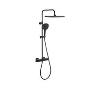 Set de douche avec mitigeur thermostatique + douche de tête + douchette 3 jets, noir mat (SATSSTZC)