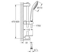 Set de douche Eco EUPHORIA 600 mm chromé 27230001