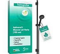 hansgrohe Activera Select S kit de douche 95, 2 jets, EcoSmart avec barre de douche Varia 105cm, 28050670, Couleur: noir mat