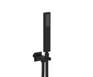 Set de douche Teorema avec raccord mural coudé et support de douchette carré, ST203BB,