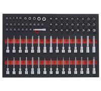 Set de douilles et d'embouts Foam4x4 tray 1/2- 1/4- 3/8 PLAT- PH- PZ- TX- TPX- TXE- HEX- SPL- RIB 85 pièces Teng Tools TTESK85