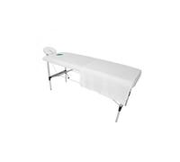 Vivezen - Set de drap + drap-housse complet pour table de massage - Flanelle - Blanc