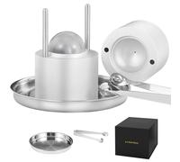 Set de fabrication de glaçons "Eiszauber" - Avec moule à glaçons de 60 mm & moule à boules de glace - Pince à glace, bac d'égouttage & bac à glaçons revêtu d'aluminium inclus - Parfait pour le whisky,