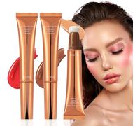 Set De Fard À Joues Liquide - Fard à Joues Liquide Mat à Applicateur Éponge,3 Pièces Bronzer Haute Pigmentation, Maquillage Visage Léger Résistant Aux Traces Et Lumière Fusionnable