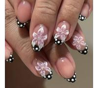 Set de faux ongles tendance avec motif floral 3D à coller pour n'importe quel accessoire de tenue