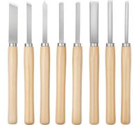 VEVOR Outils Tournage pour Tour à Bois, 8 PCS, Ciseaux à Bois Lame Acier Carbone, avec 2 Outils Obliques, 1 Pointe de Lance, 1 Outil de Séparation, 1 Bec Rond, 3 Gouges, pour Débutants, Amateurs, Pro