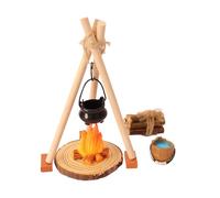 Set de feu de camp miniature accessoires de camping pour jardin à l'échelle | Statuette décorative miniature de feu de camp pour jardin, intérieur et extérieur, réunions de famille